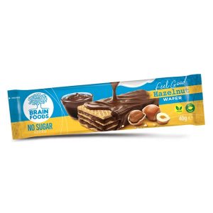 Веган вафла с лешник, без добавена захар, Brain Foods, 40 гр