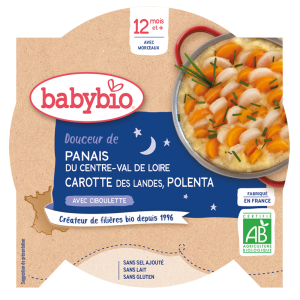 Био меню с Пащърнак, морков и царевичен грис 230г, Babybio